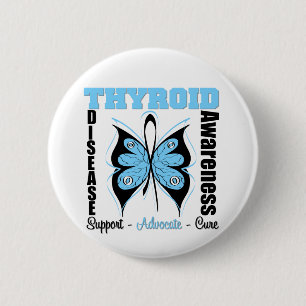 Badge Rond 5 Cm Papillon de conscience de maladie thyroïdienne