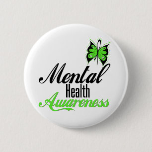 Badge Rond 5 Cm Papillon de conscience de santé mentale