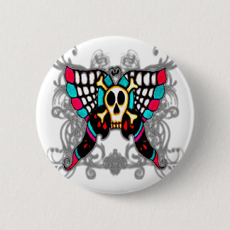 Badge Rond 5 Cm Papillon de crâne