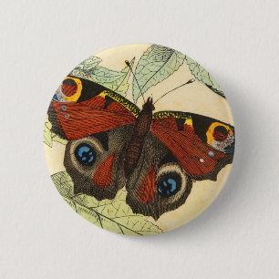 Badge Rond 5 Cm Papillon de paon