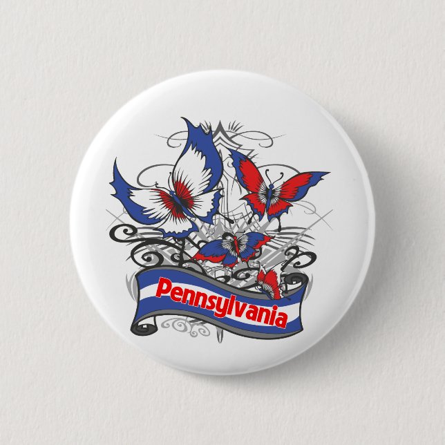 Badge Rond 5 Cm Papillon de patriotisme de la Pennsylvanie (Devant)