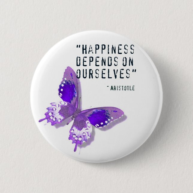 Badge Rond 5 Cm Papillon de pourpre de bonheur (Devant)