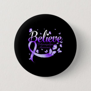 Badge Rond 5 Cm Papillon de sensibilisation à la fibromyalgie