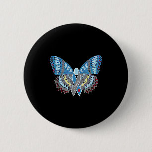 Badge Rond 5 Cm Papillon de sensibilisation au diabète