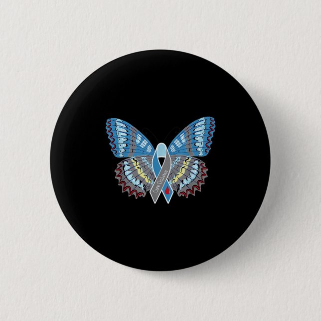 Badge Rond 5 Cm Papillon de sensibilisation au diabète (Devant)