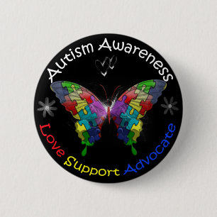 Badge Rond 5 Cm Papillon de sensibilisation sur l'autisme