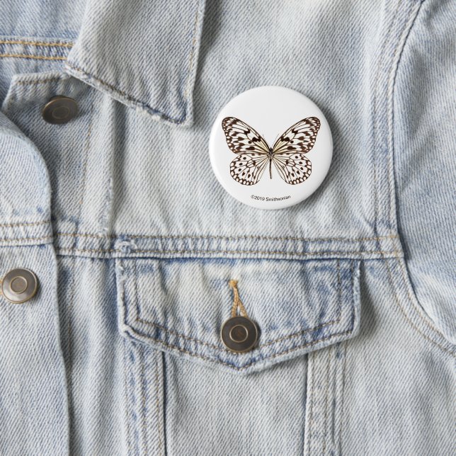 Badge Rond 5 Cm Papillon de tigre de châtaigne (En situation)