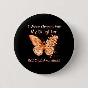 Badge Rond 5 Cm Papillon Je Porte Orange Pour Ma Fille Rsd Crps A