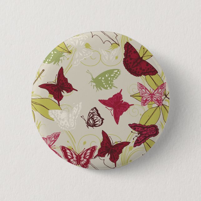 Badge Rond 5 Cm Papillon - modèle de personnaliser (Devant)