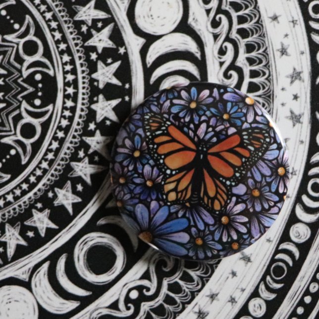Badge Rond 5 Cm Papillon monarque (Créateur téléchargé)