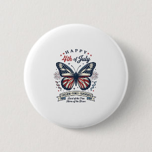 Badge Rond 5 Cm Papillon Patriotique Bonne Fête du 4 Juillet Desig
