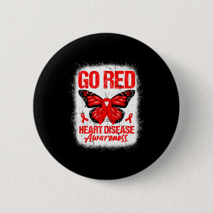 Badge Rond 5 Cm Papillon rouge & Ruban rouge de la Journée de
