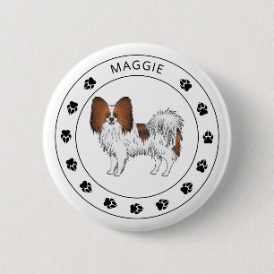 Badge Rond 5 Cm Papillon roux sable mignon avec nom et pattes