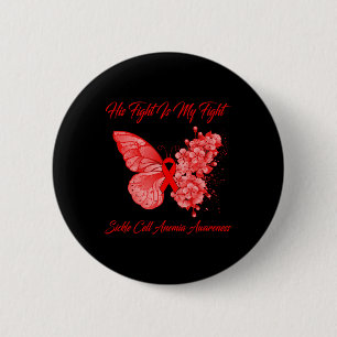 Badge Rond 5 Cm Papillon Son combat est mon combat Anémie de la fa