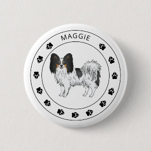 Badge Rond 5 Cm Papillon tricolore mignon avec nom et pattes