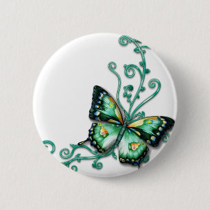 Badge Rond 5 Cm papillon vert