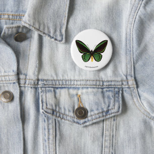 Badge Rond 5 Cm Papillon vert de Birdwing