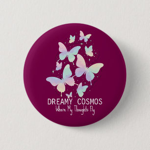 Badge Rond 5 Cm Papillons de Galaxie Pastel Esthétique Rêveuse