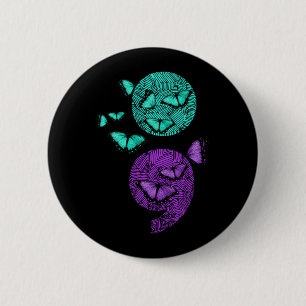 Badge Rond 5 Cm Papillons de sensibilisation à la santé mentale de