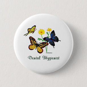 Badge Rond 5 Cm Papillons hygiénistes dentaires