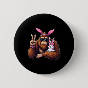Badge Rond 5 Cm Pâques Bigfoot Bunny Funny Pâques Jour Sasquatch B