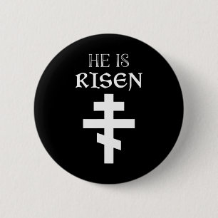 Badge Rond 5 Cm Pâques chrétien Il Est Ressuscité Résurrection Ort