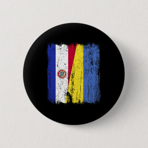Badge Rond 5 Cm Paraguay Ukraine Demi-drapeau Paraguayen Ukrainien