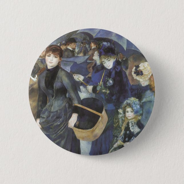 Badge Rond 5 Cm Parapluies de Pierre Renoir, Impressionnisme Vinta (Devant)