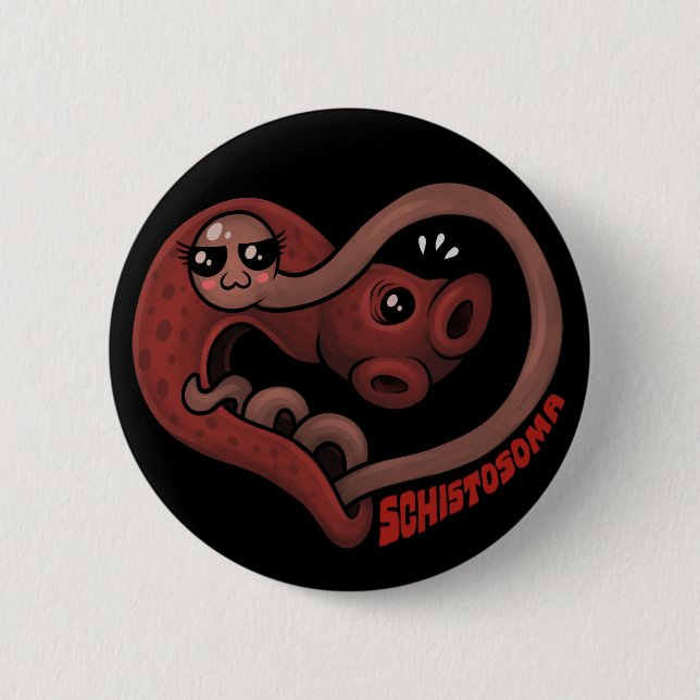 Badge Rond 5 Cm PARASITES : Flets de sang (schistosoma) (Devant)
