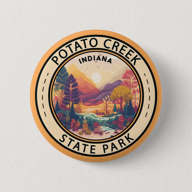 Badge Rond 5 Cm Parc d'état de Potato Creek Indiana Emblem (Devant)