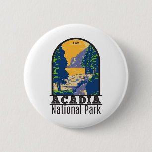 Badge Rond 5 Cm Parc national Acadia Bar Harbour Ocean Path