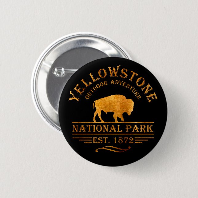 Badge Rond 5 Cm Parc national de Yellowstone (Devant & derrière)