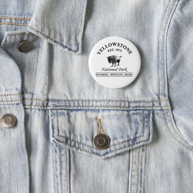 Badge Rond 5 Cm Parc national de yellowstone Wyoming (En situation)