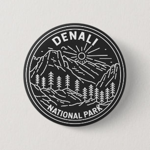 Badge Rond 5 Cm Parc national du Denali Alaska Mont Hunter Monolin
