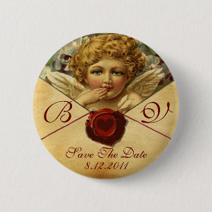 Badge Rond 5 Cm PARCHEMENT DE SCEAU EN CIRE DU COEUR ANGE Enregist