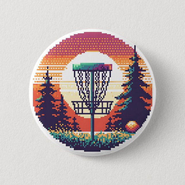 Badge Rond 5 Cm Parcours de golf Pixel Art Disk (Devant)