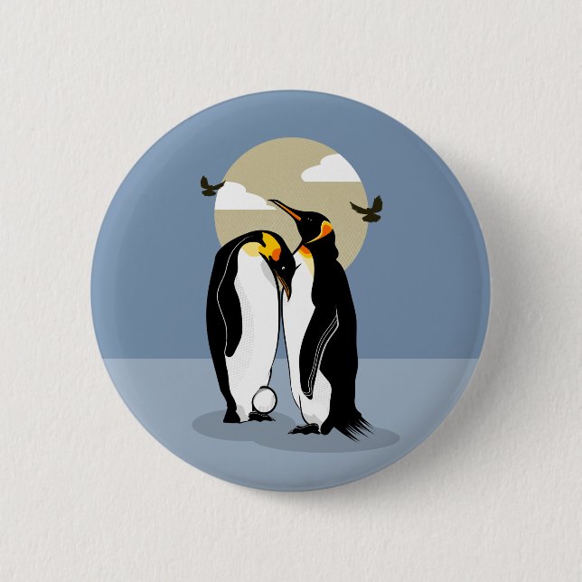 Badge Rond 5 Cm parents de pingouins empereurs (Devant)