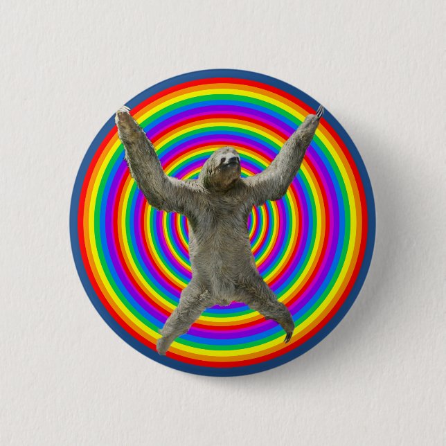 Badge Rond 5 Cm Paresse d'arc-en-ciel (Devant)