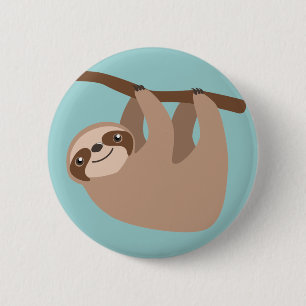 Badge Rond 5 Cm Paresse mignonne sur une branche
