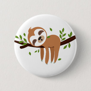Badge Rond 5 Cm paresse, paresse mignonne, illustration animale