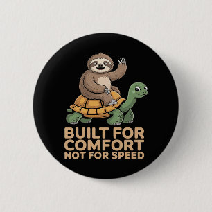 Badge Rond 5 Cm Paresseux drôle chevauchant une tortue