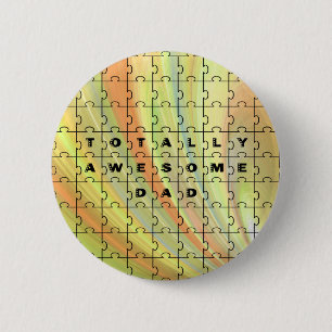 Badge Rond 5 Cm Parfait Puzzle Papa Jaune/Brown