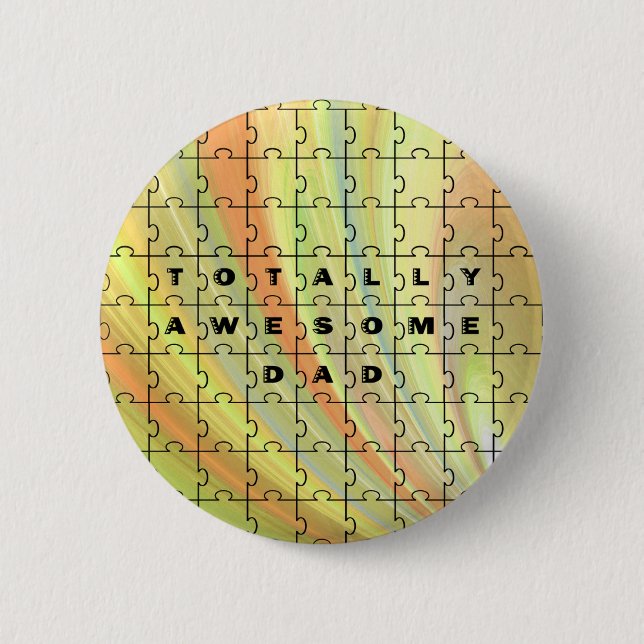 Badge Rond 5 Cm Parfait Puzzle Papa Jaune/Brown (Devant)