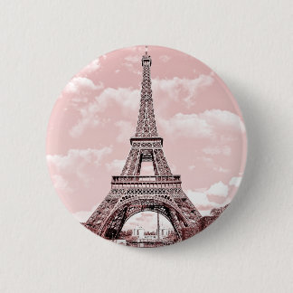 Badge Rond 5 Cm Paris dans Tour Eiffel rose