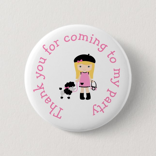 Badge Rond 5 Cm Paris Tour Eiffel Blonde Girl (Devant)