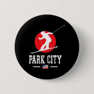 Badge Rond 5 Cm Park City Usa Station de ski Rocky Mountains Ameri