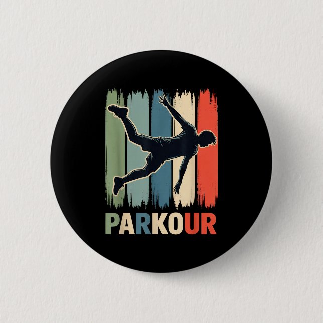 Badge Rond 5 Cm Parkour, Urban Gymnast, Traceur, Runner  (Devant)