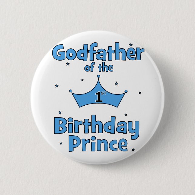Badge Rond 5 Cm Parrain du ęr prince d'anniversaire (Devant)