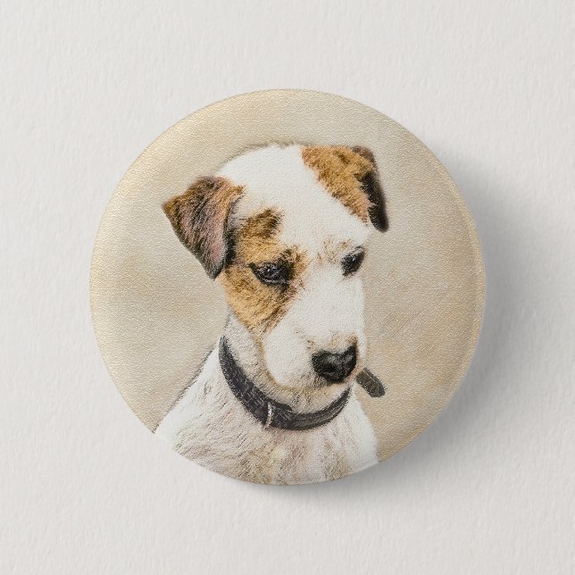 Badge Rond 5 Cm Parson Jack Russell Terrier Peinture - Chien Art (Devant)