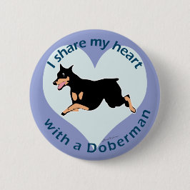 Badge Rond 5 Cm Partagez votre coeur - Doberman